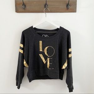 CHASER Love Batwing Pullover Graphic Sweater XS